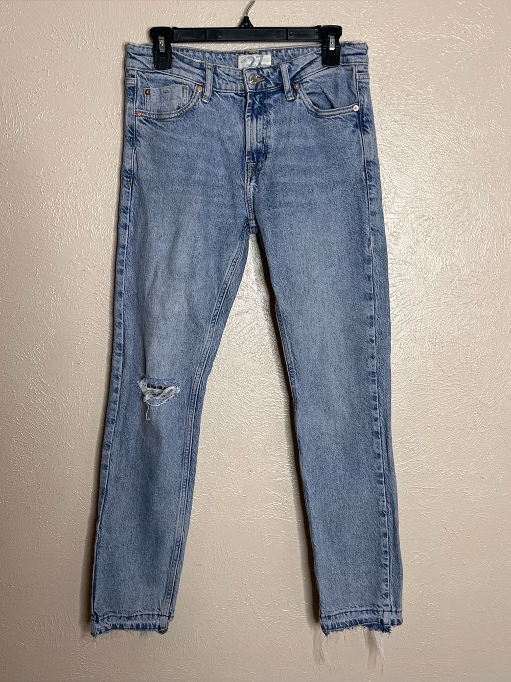 We The Free Light Wash Raw Hem Jeans
